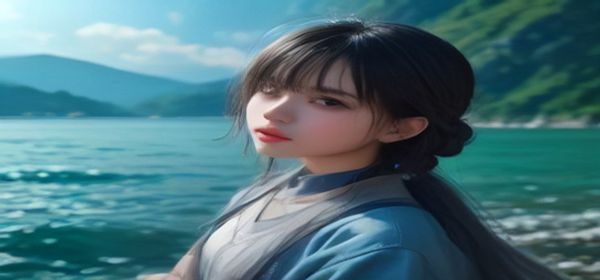 旅行者站在九寨沟五彩池边，湖水呈现宝石蓝与翠绿交织的奇幻色彩，周围原始森林倒影清晰，必访自然奇观代表